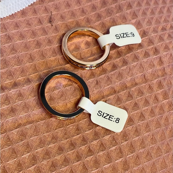 NWT ROSE GOLD WITH ETERNITY CLASSIQUE RING WITH STONES Size 8 or 9 - Picture 2 of 7